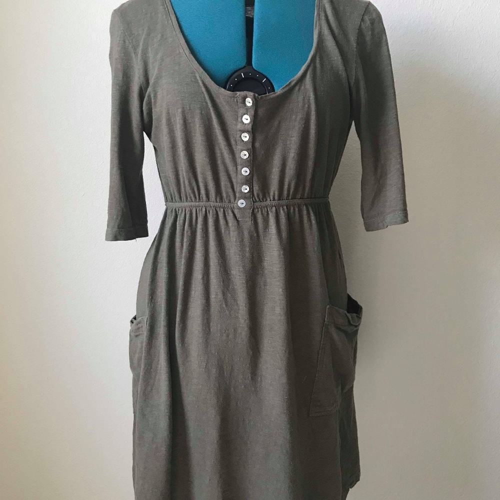 pure & simple olive green smock dress